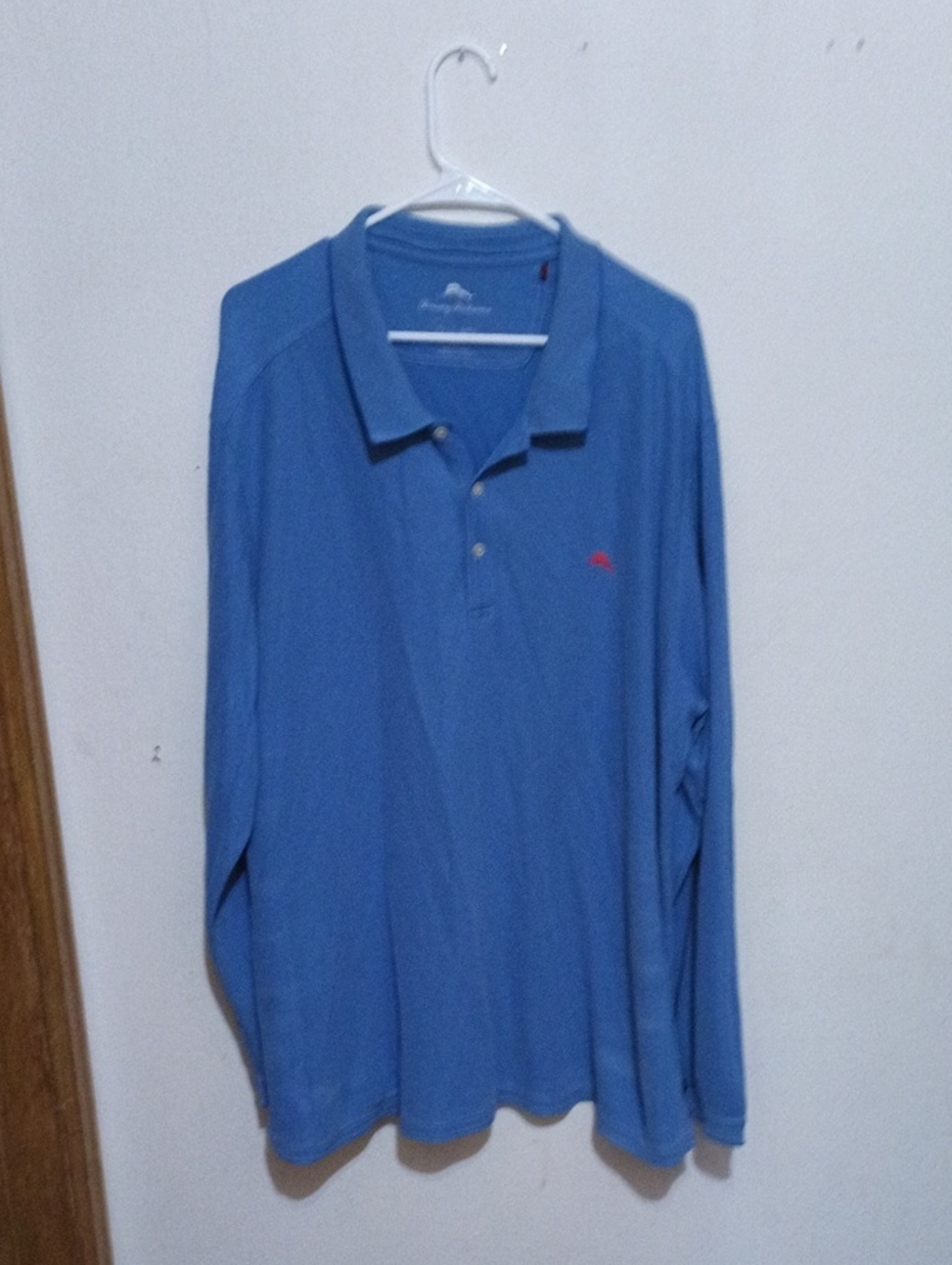Tommy Bahama Men's Long-Sleeve Polo in Sky Blue with Red  Logo